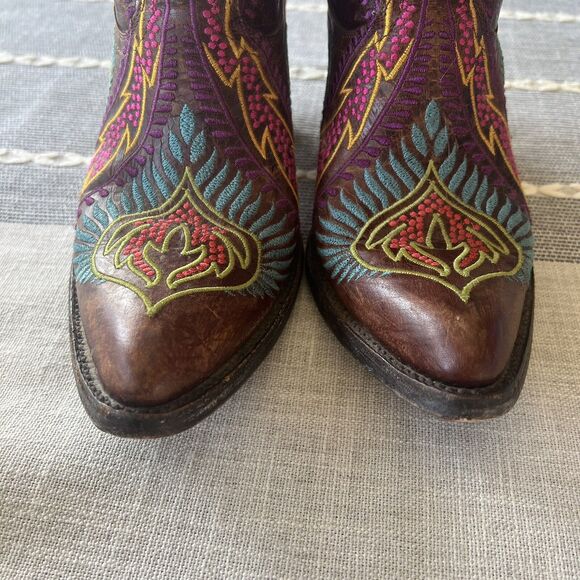 Old Gringo Tiegan Western Cowboy Boots Extremely Rare 7.5 Colorful Embroidered - Picture 8 of 16